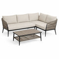 Gartenlounge Set Ecksofa mit Couchtisch Aluminium Polyester Taupe Beige 200 x 145 x 75 cm