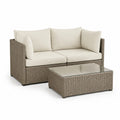 2-Sitzer Gartensofa Set mit Couchtisch PE-Rattan Beige 150 x 80 x 75 cm