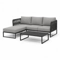Gartenlounge Set mit Ecksofa Chaise longue und Couchtisch 220 x 145 cm Stahl Polyester Grau Schwarz