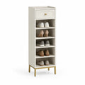 Schuhregal mit Schublade MDF Weiss Gold 60 x 35 x 160 cm