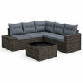 5-teiliges Polyrattan Gartenlounge Set Ecksofa mit Couchtisch Grau 218 x 172 x 65 cm
