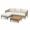 Gartenlounge Set Ecksofa mit Couchtisch 240 x 150 x 75 cm Aluminium Polypropylen Akazienholz Beige Natur Schwarz